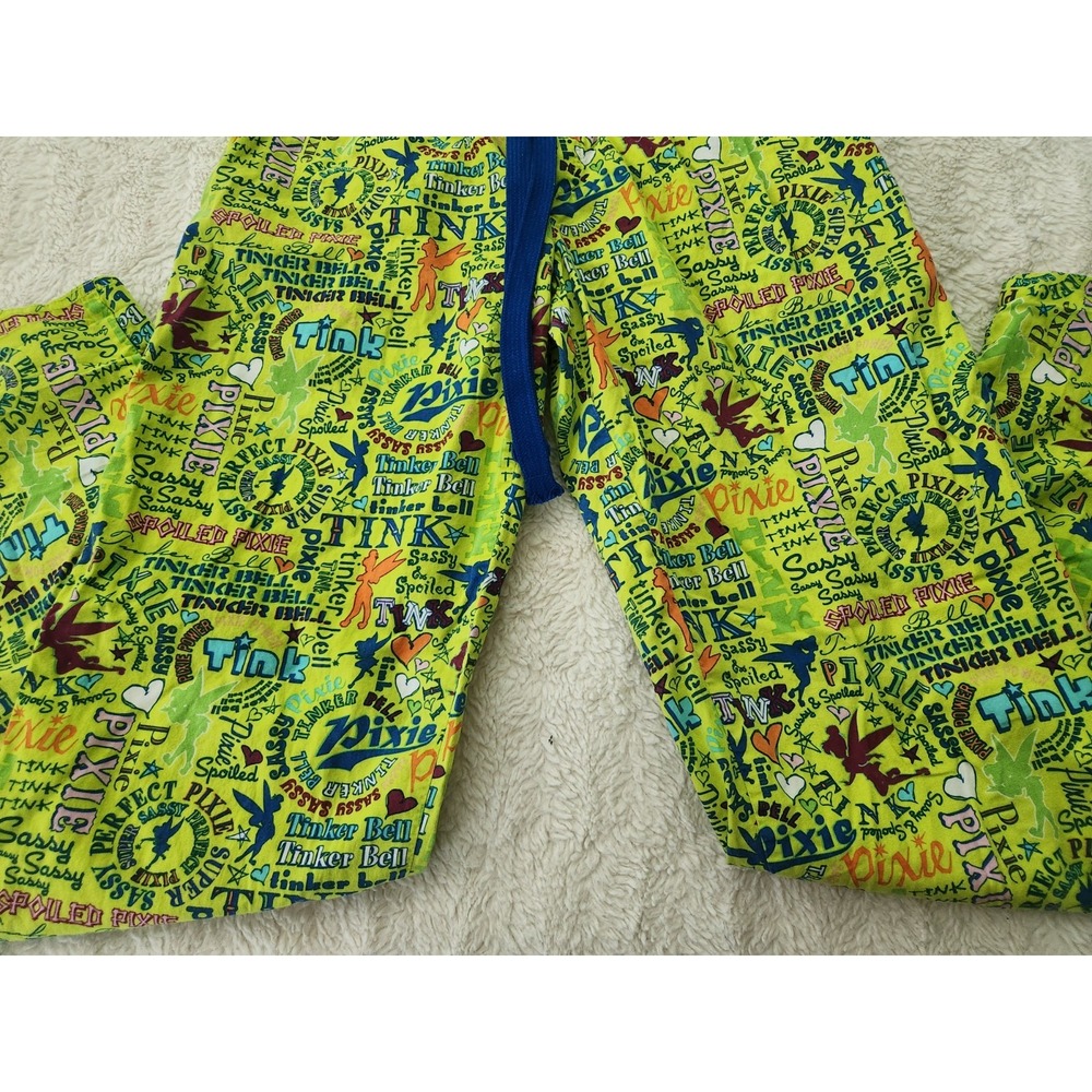 Disney Disneyland Resort Tinker Bell Pajama Pants Women's XS Green All Over... - Picture 3 of 6
